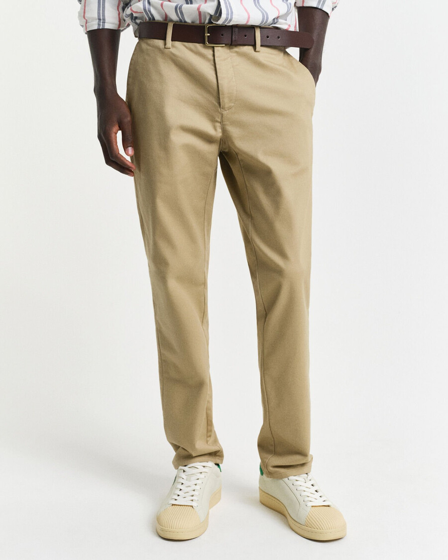 pantalones chinos ajustados - caqui oscuro