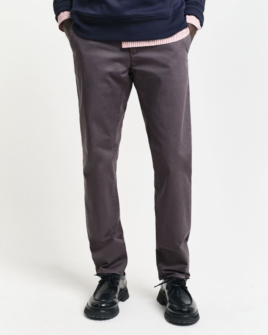 pantalones chinos de sarga de corte entallado - antracita