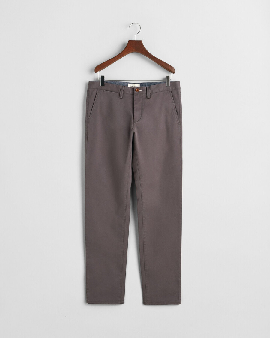 pantalones chinos de sarga de corte entallado - antracita