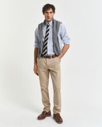 pantalones chinos de sarga de corte entallado - caqui oscuro