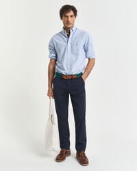 pantalones chinos de sarga de corte entallado - azul marino