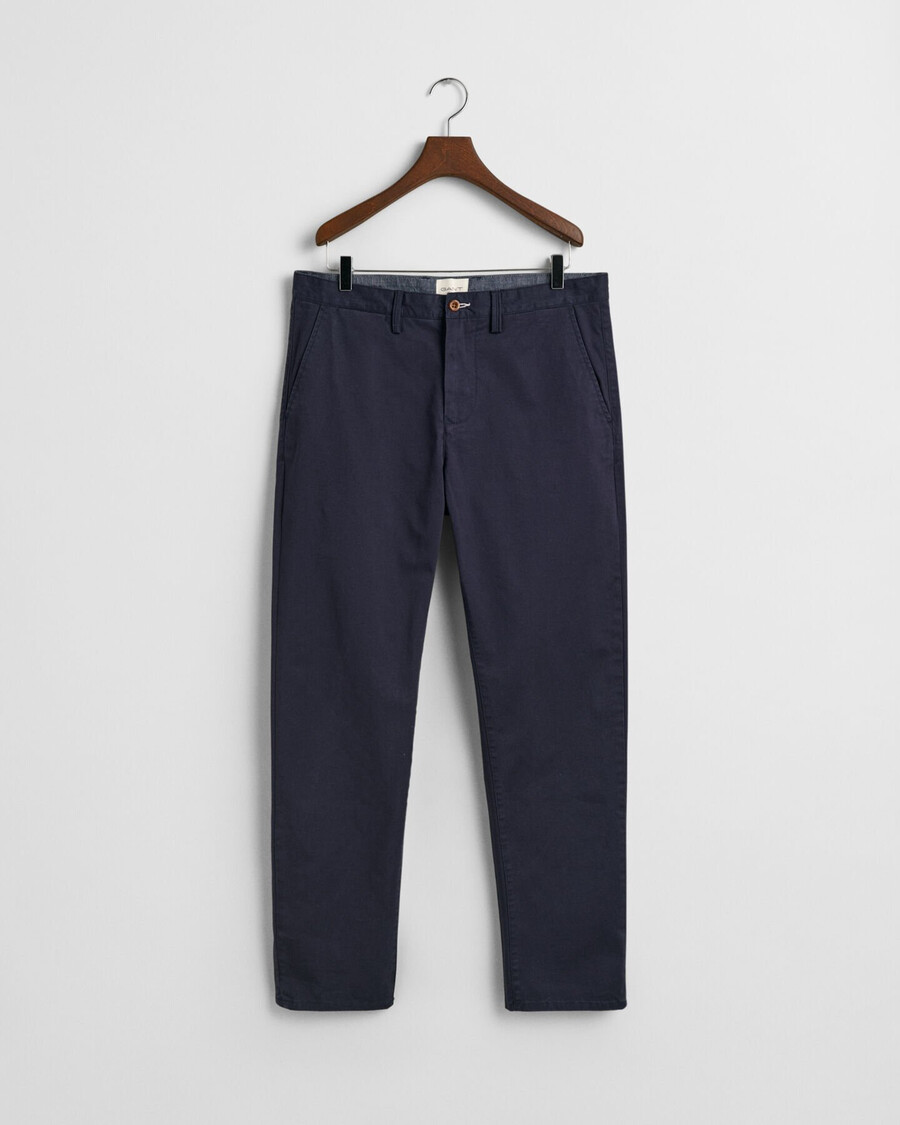pantalones chinos de sarga de corte regular - azul marino