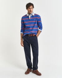 pantalones chinos de sarga de corte regular - azul marino
