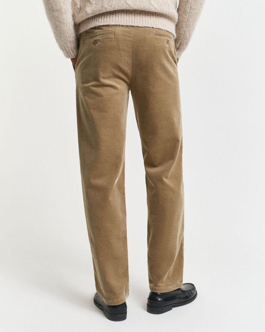 pantalones chinos de pana de corte regular - gris topo claro