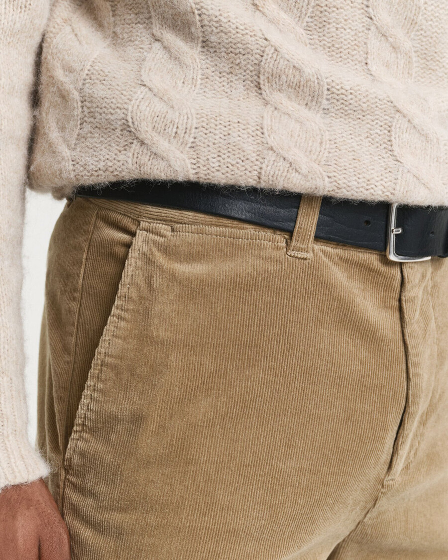 pantalones chinos de pana de corte regular - gris topo claro