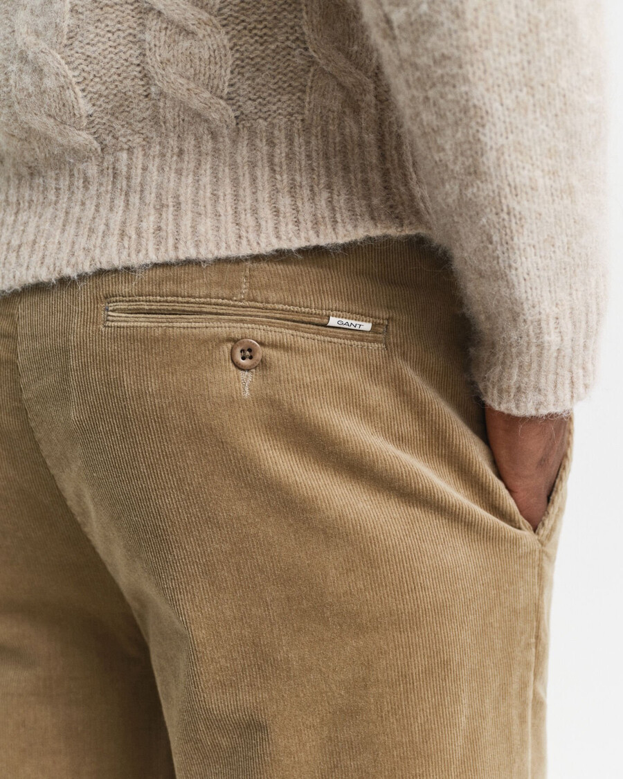 pantalones chinos de pana de corte regular - gris topo claro