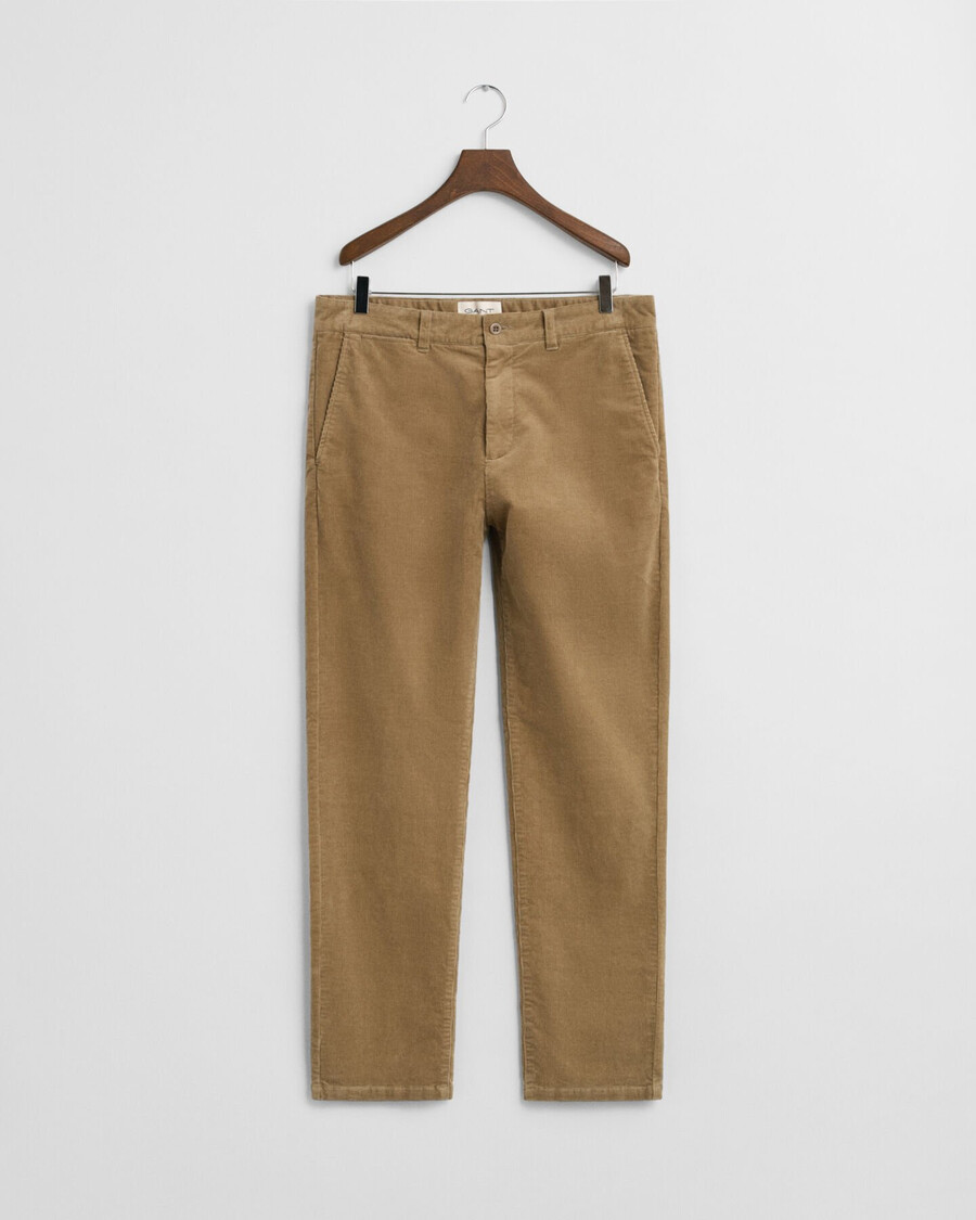 pantalones chinos de pana de corte regular - gris topo claro
