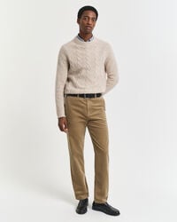 pantalones chinos de pana de corte regular - gris topo claro