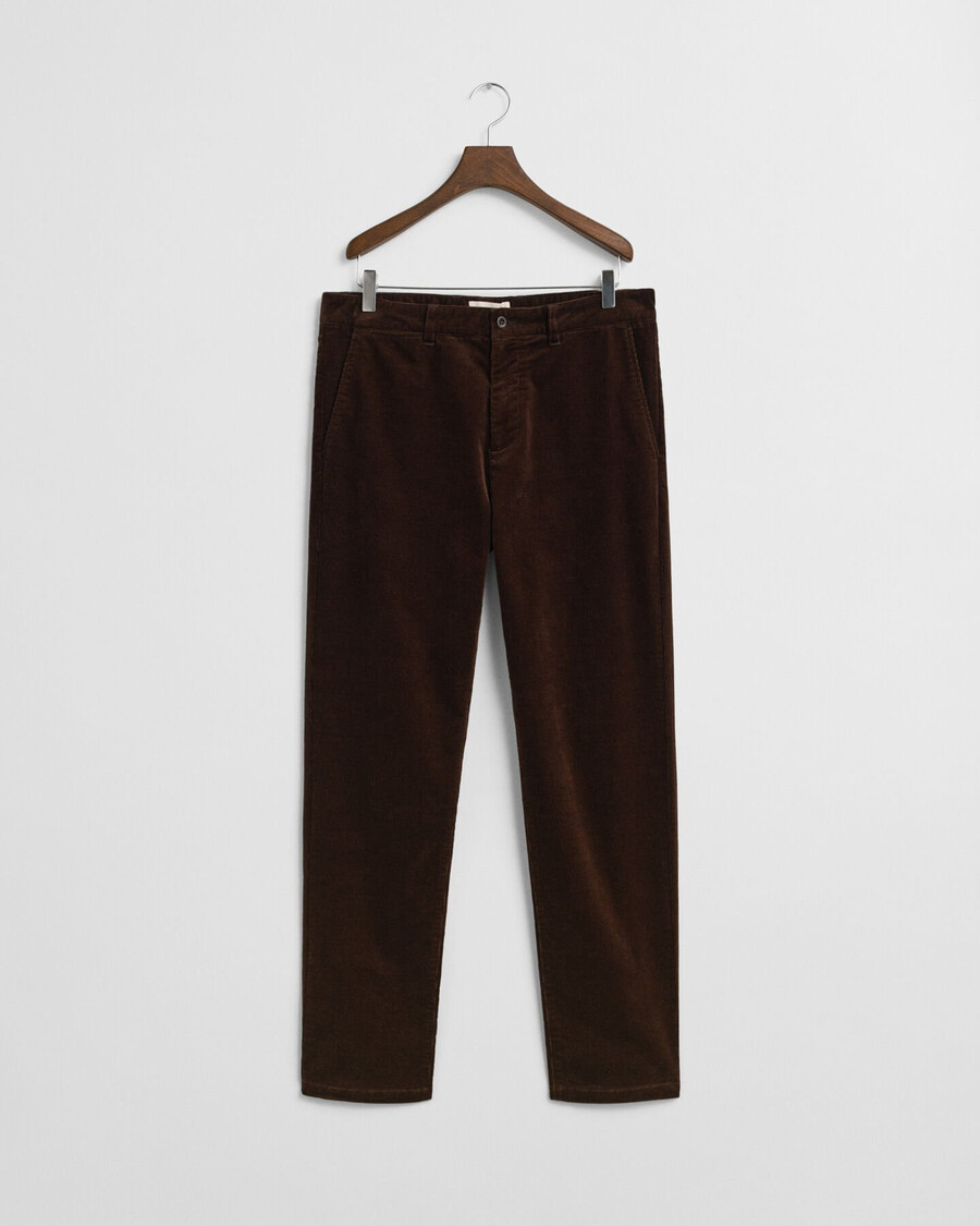 pantalones chinos de pana de corte regular - marrón intenso
