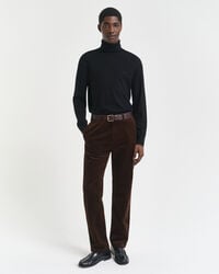pantalones chinos de pana de corte regular - marrón intenso