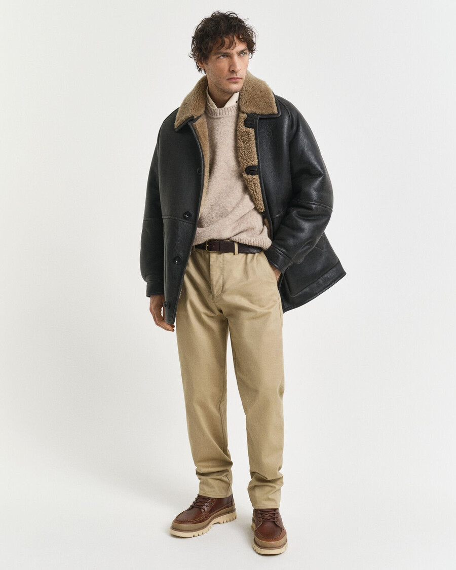 chinos de corte regular - caqui oscuro