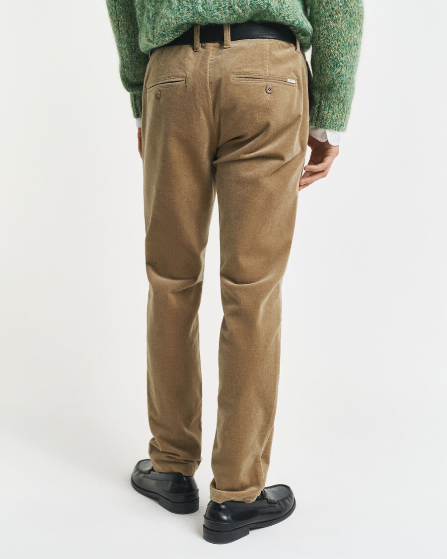 pantalones chinos de pana de corte entallado - gris topo claro