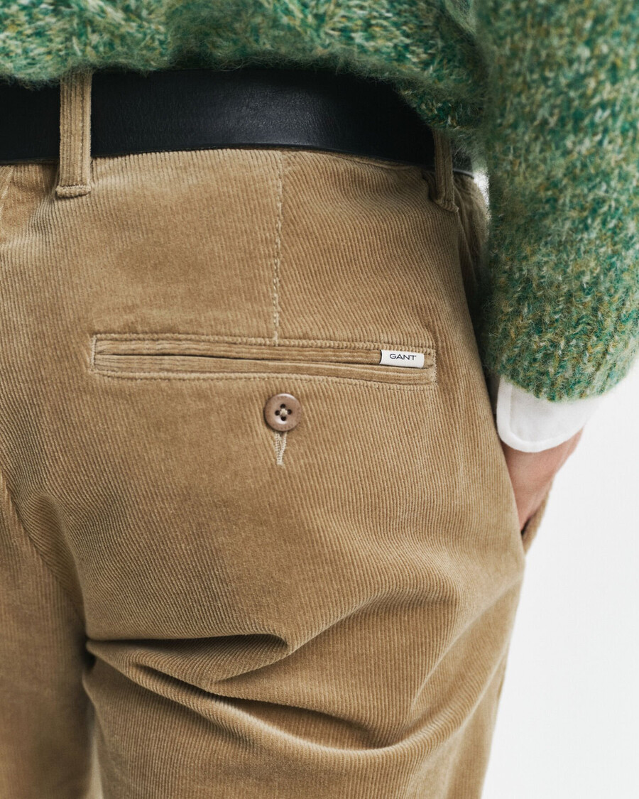 pantalones chinos de pana de corte entallado - gris topo claro