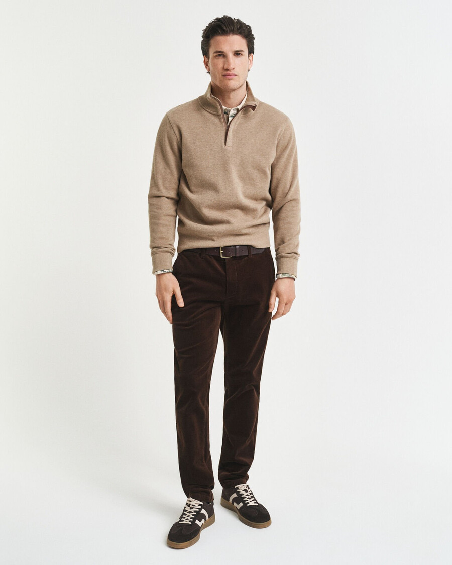 pantalones chinos de pana de corte entallado - marrón intenso