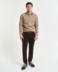 pantalones chinos de pana de corte entallado - marrón intenso