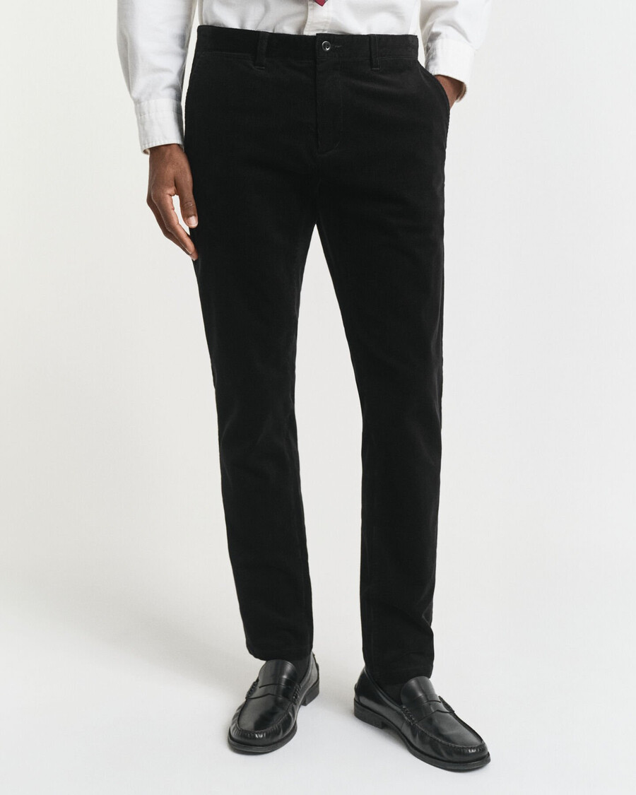 pantalones chinos de pana ajustados - negro