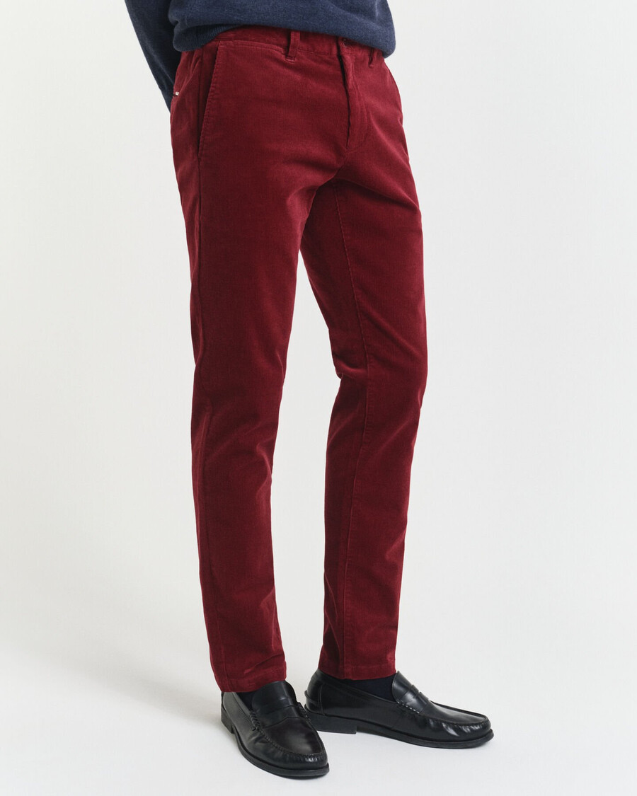 pantalones chinos de pana ajustados - plumped red