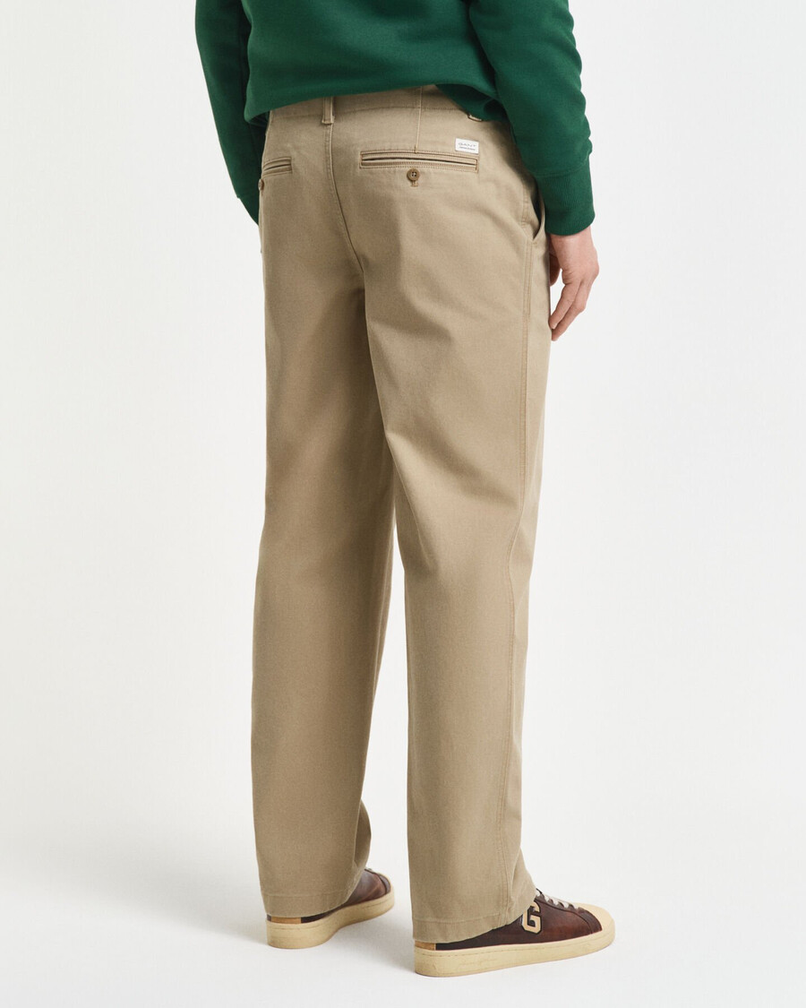 pantalones chinos de sarga de algodón de corte relajado - gris topo claro