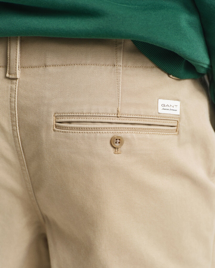 pantalones chinos de sarga de algodón de corte relajado - gris topo claro