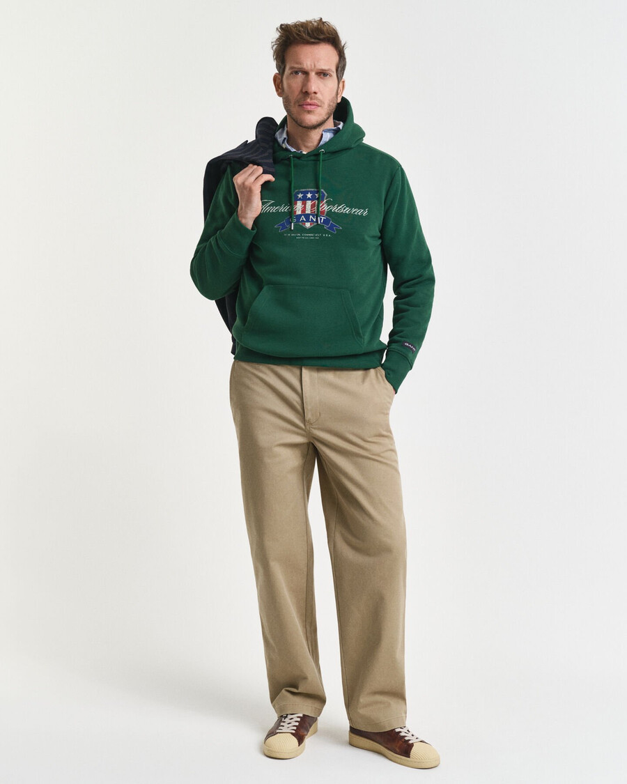 pantalones chinos de sarga de algodón de corte relajado - gris topo claro