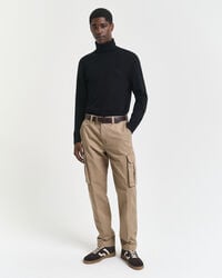 pantalones cargo de sarga de algodón de corte regular - gris topo claro