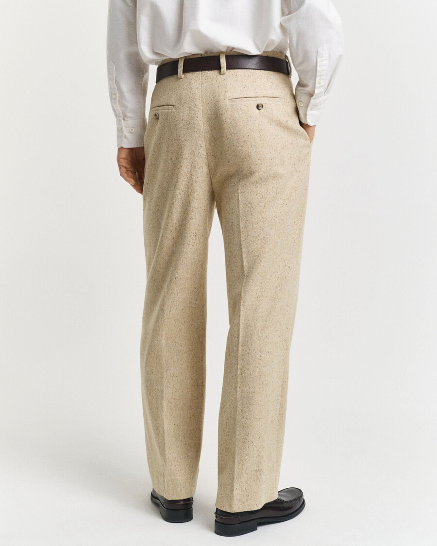 pantalones de traje de espiga nepps de corte relajado - beige hormigón