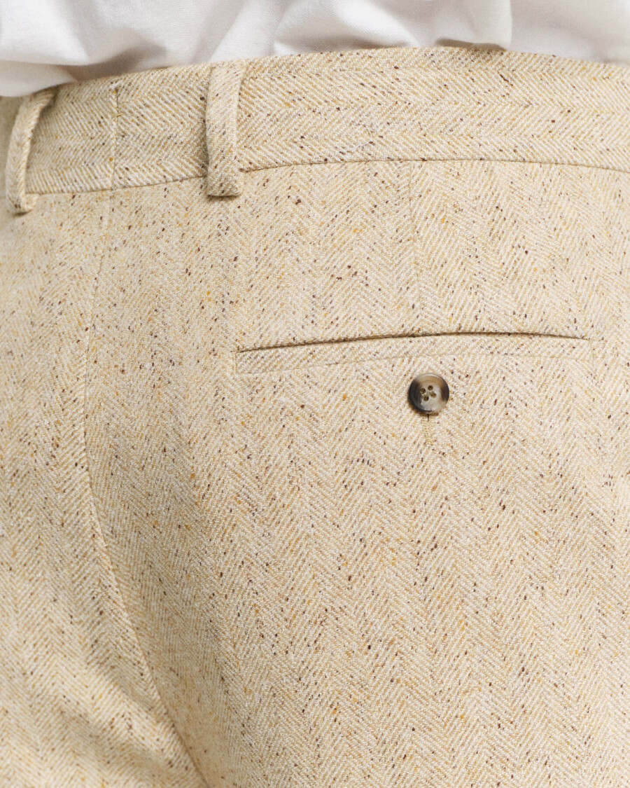 pantalones de traje de espiga nepps de corte relajado - beige hormigón