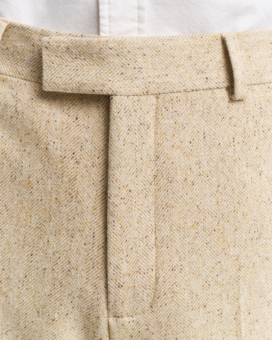 pantalones de traje de espiga nepps de corte relajado - beige hormigón