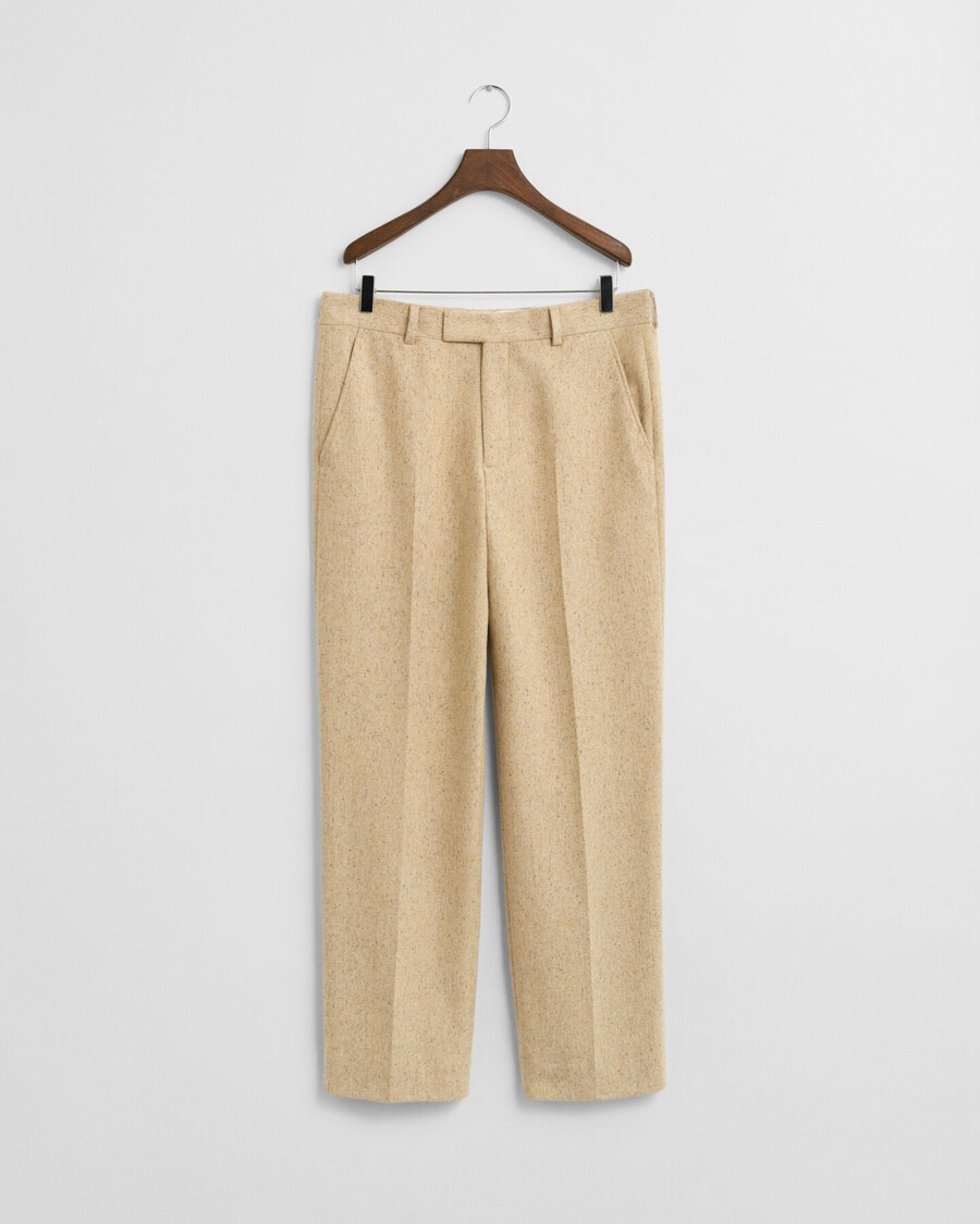 pantalones de traje de espiga nepps de corte relajado - beige hormigón
