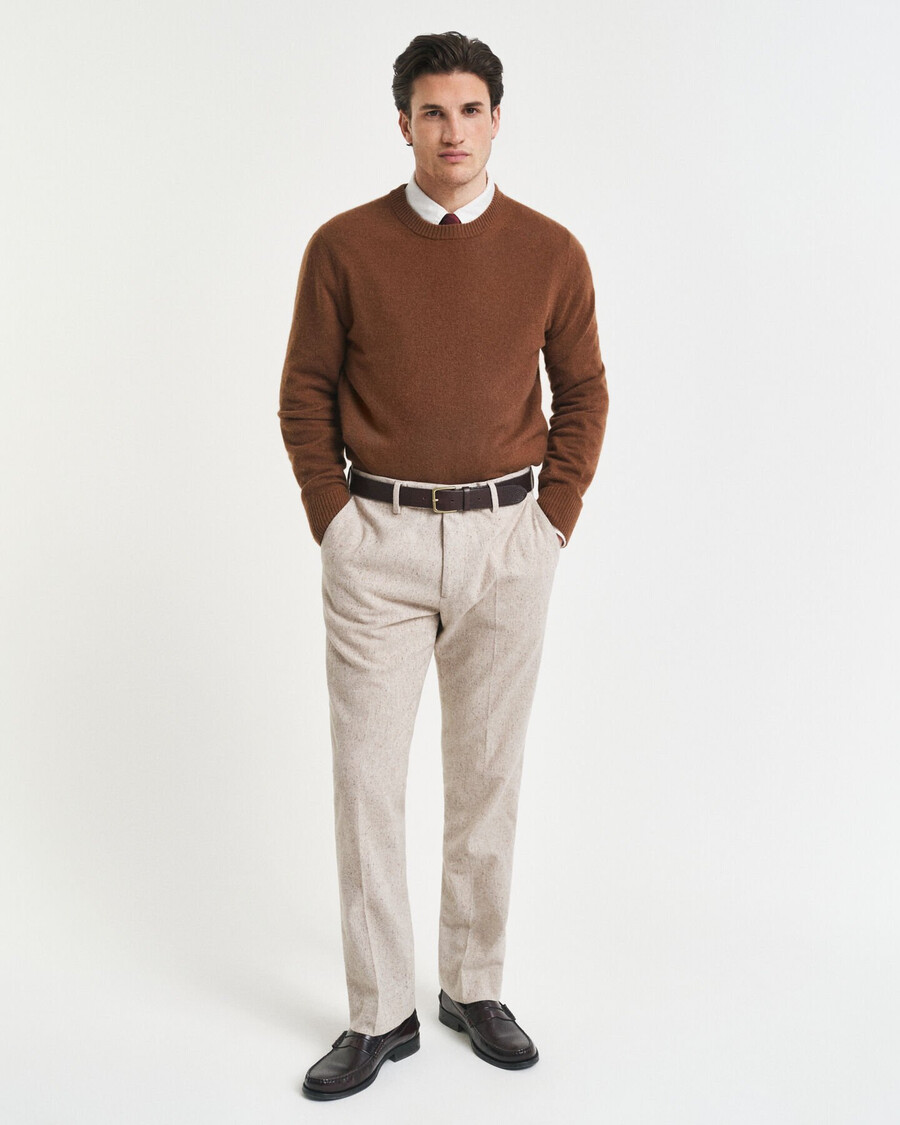 pantalones de traje donegal de corte entallado - seed melange