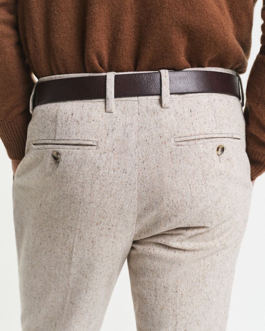 pantalones de traje donegal de corte entallado - seed melange
