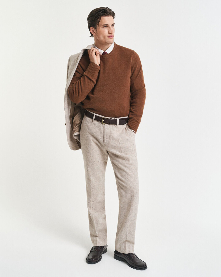 pantalones de traje donegal de corte entallado - seed melange