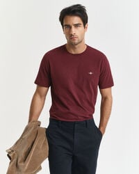 camiseta de corte regular con escudo - burdeos jaspeado