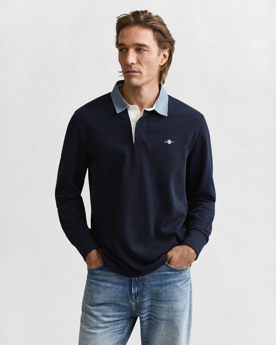 cuello chambray rugger pesado - azul noche