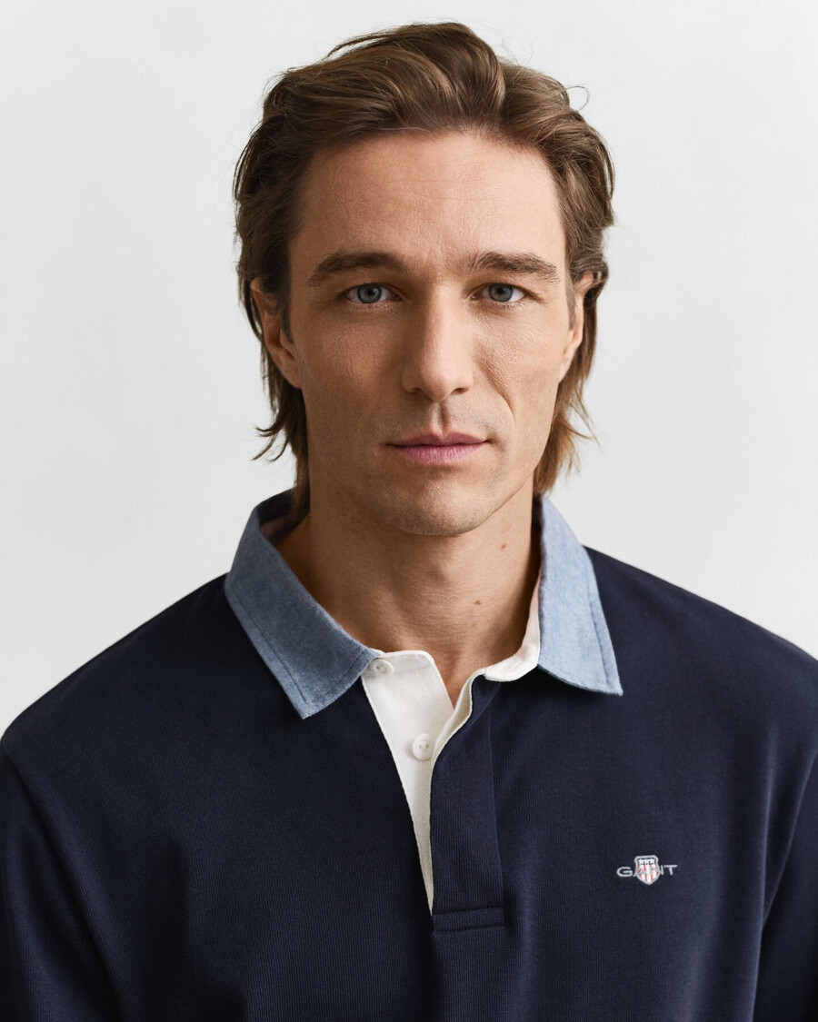 cuello chambray rugger pesado - azul noche