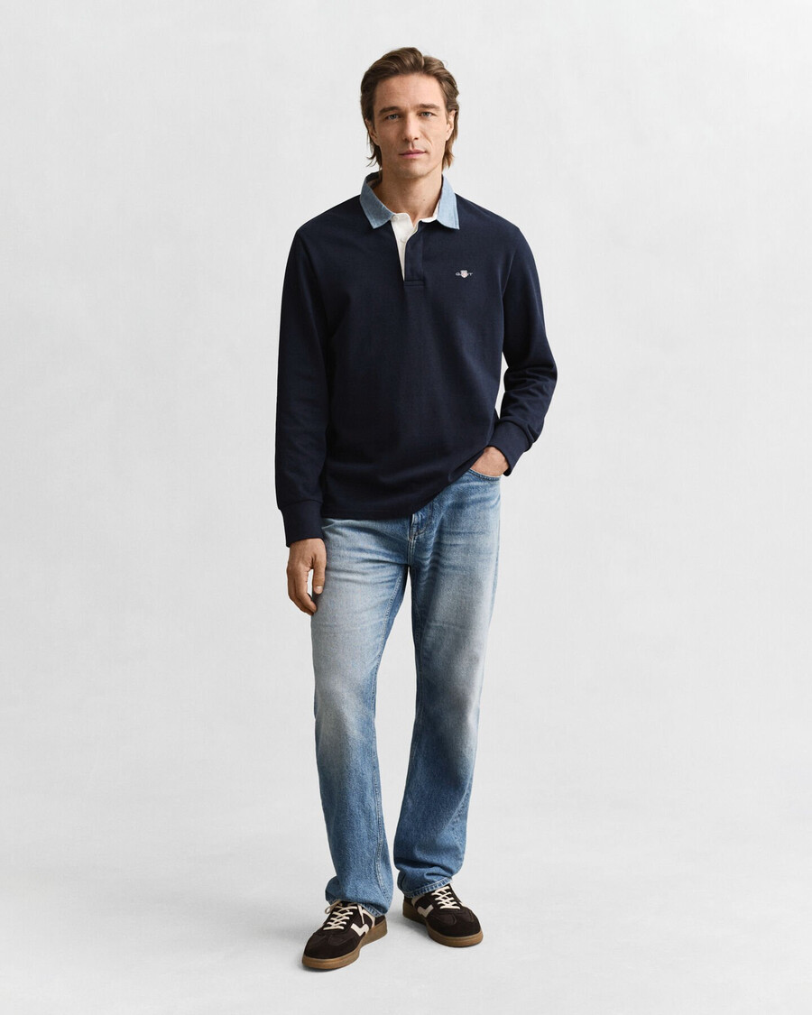cuello chambray rugger pesado - azul noche