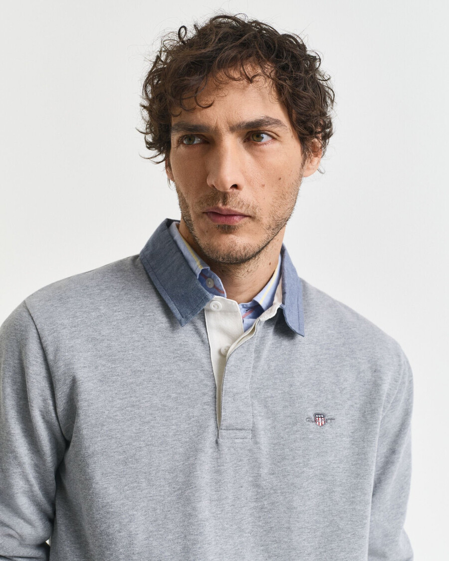 cuello chambray rugger pesado - gris jaspeado