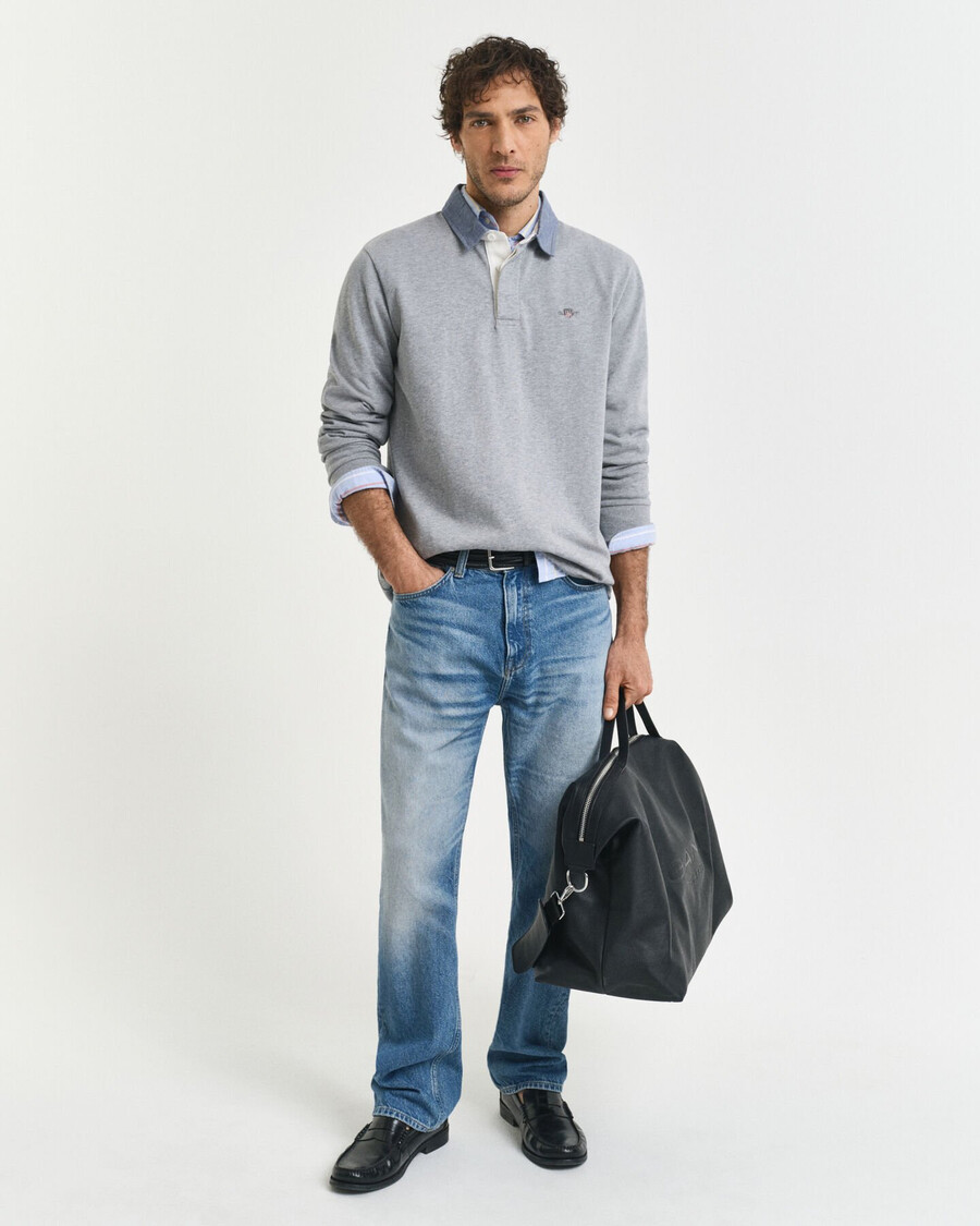 cuello chambray rugger pesado - gris jaspeado
