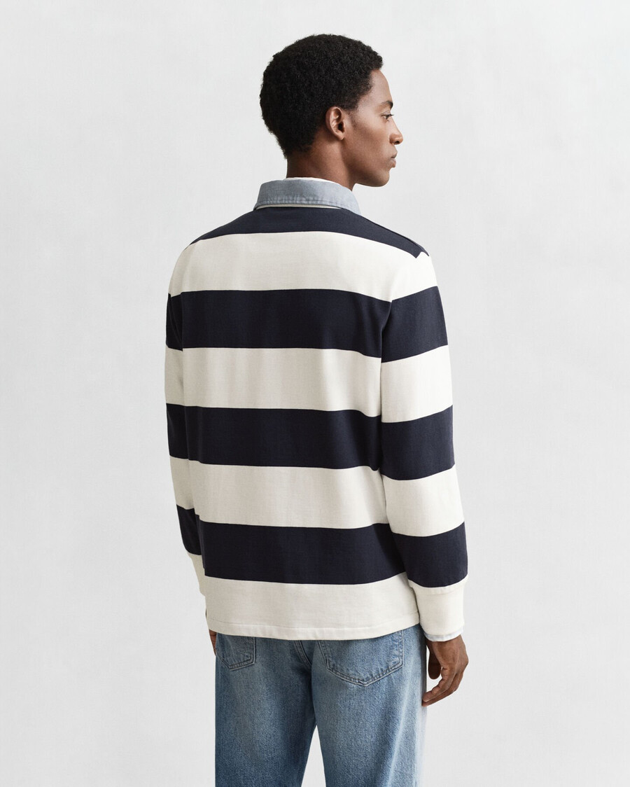 chaqueta de rugger pesada a rayas con cuello de chambray - cáscara de huevo