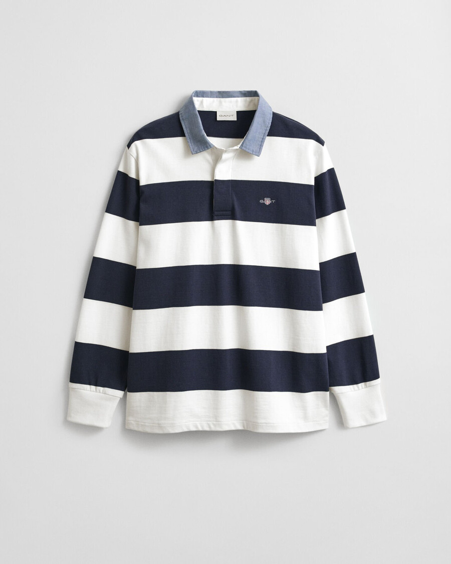 chaqueta de rugger pesada a rayas con cuello de chambray - cáscara de huevo