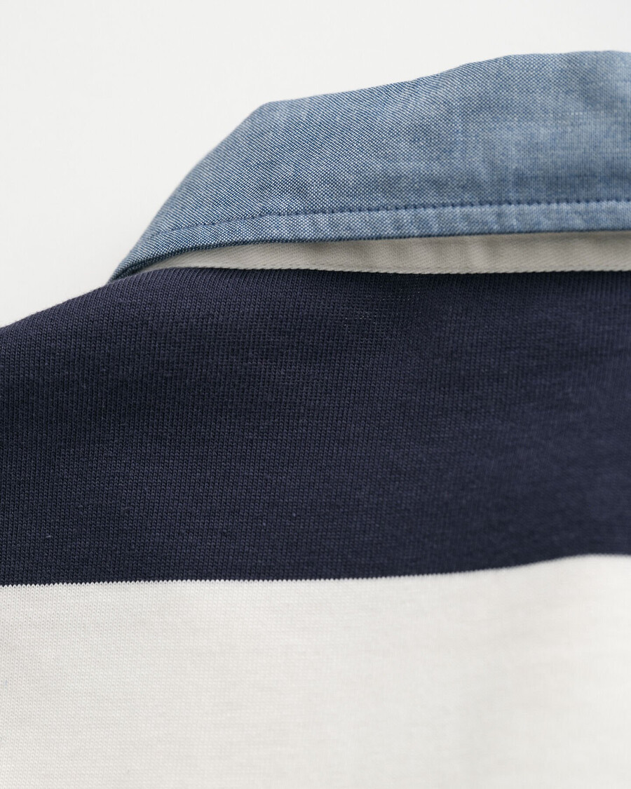 chaqueta de rugger pesada a rayas con cuello de chambray - cáscara de huevo
