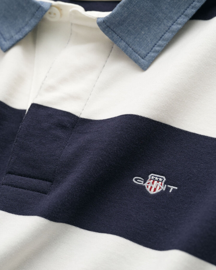 chaqueta de rugger pesada a rayas con cuello de chambray - cáscara de huevo