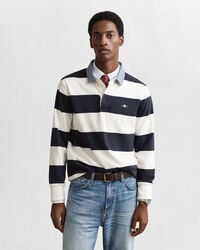 chaqueta de rugger pesada a rayas con cuello de chambray - cáscara de huevo