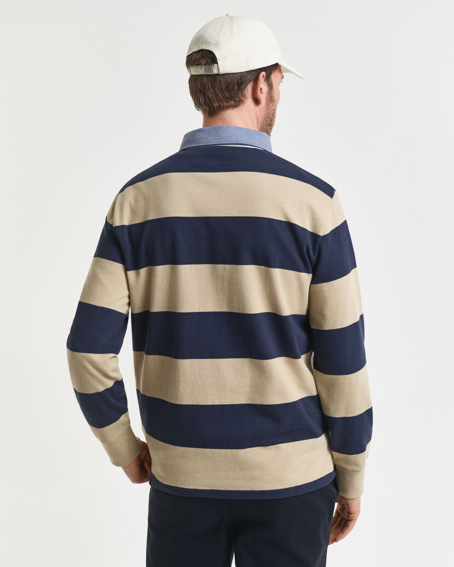 chaqueta de cuero resistente a rayas con cuello de chambray - beige madera
