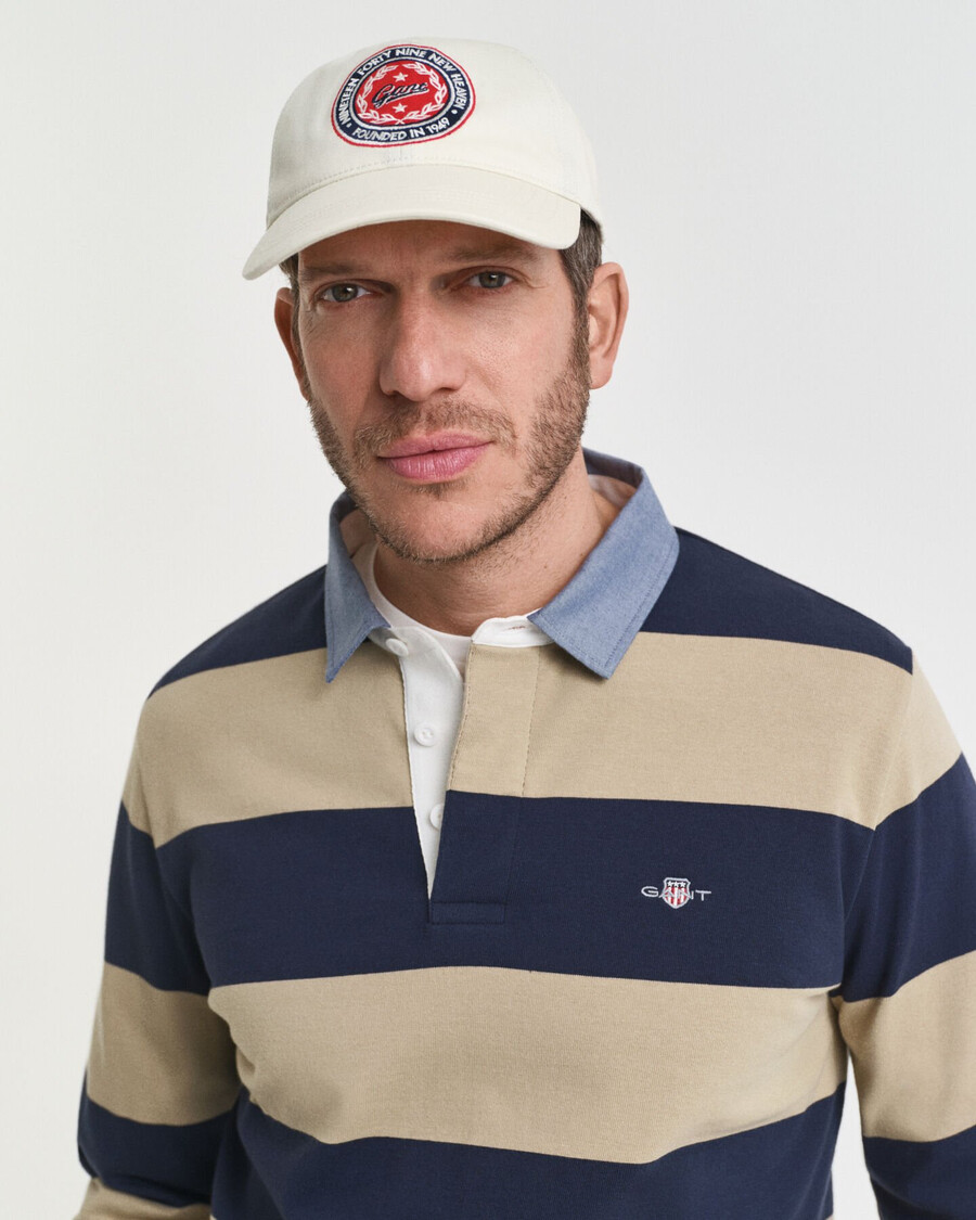 chaqueta de cuero resistente a rayas con cuello de chambray - beige madera