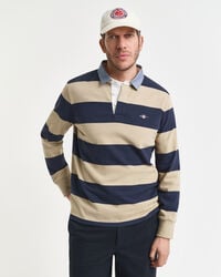 chaqueta de cuero resistente a rayas con cuello de chambray - beige madera
