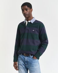 chaqueta de rugger pesada a rayas con cuello de chambray - verde tartán
