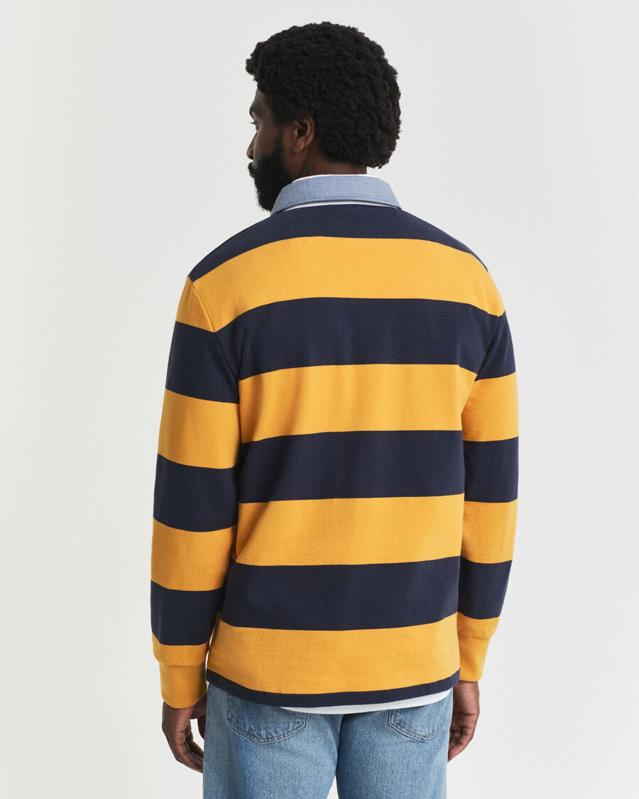 chaqueta de rugger pesada a rayas con cuello de chambray - liquen amarillo