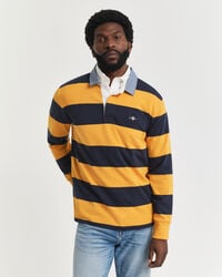chaqueta de rugger pesada a rayas con cuello de chambray - liquen amarillo