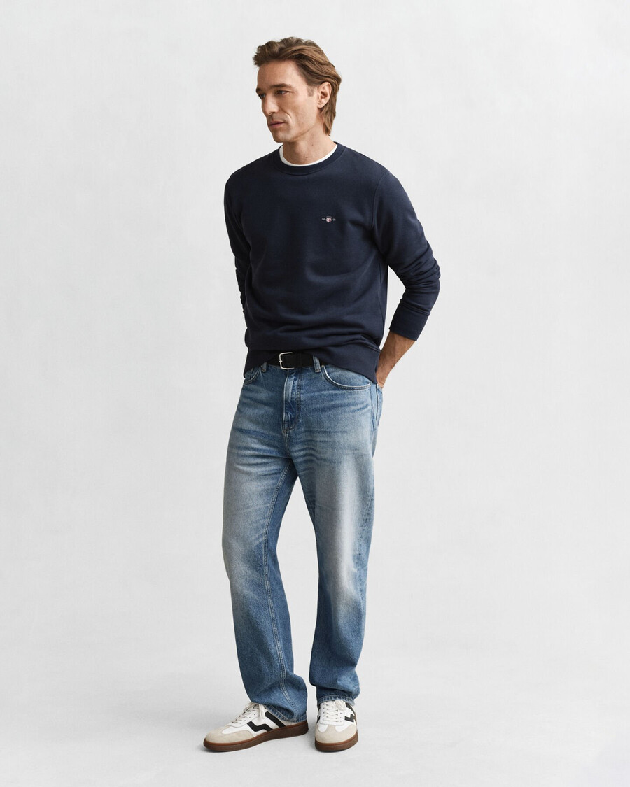 sudadera de cuello redondo shield - azul noche